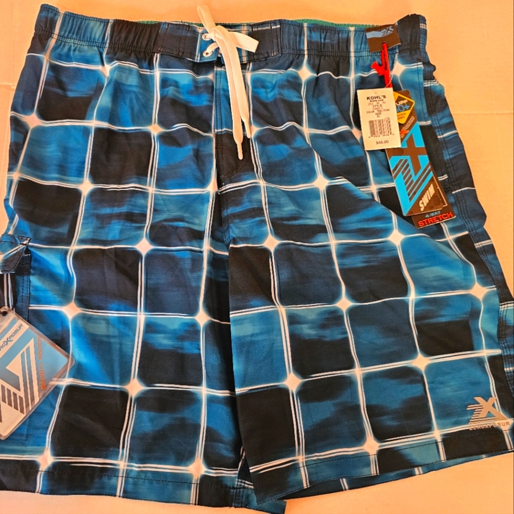 Men's swim trunks,  black and blue,  xl, ZeroXposur brand